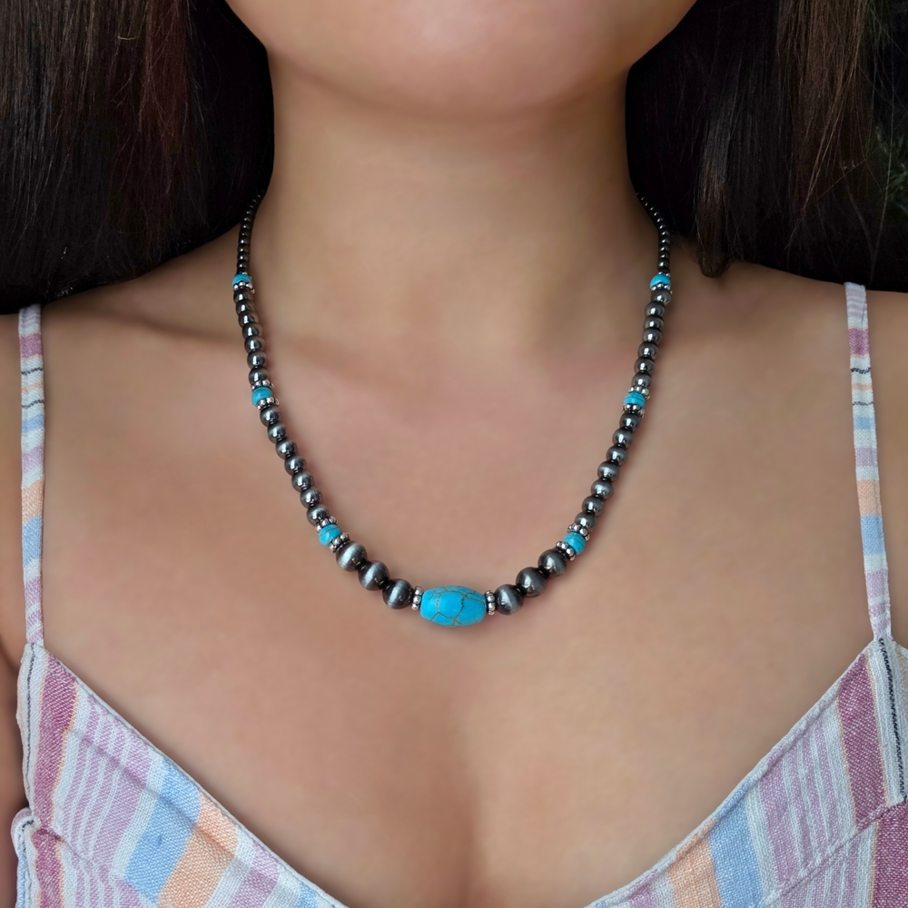 Western Style Navajo Necklace Simulated Tribal Handmade Ethnic Jewelry